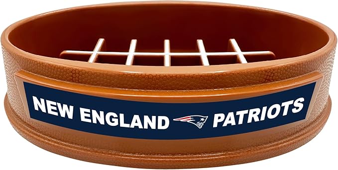 NFL Super-Bowl - New England Patriots Slow Feeder Dog Bowl. Football Design for Healthy Digestion. Non-Slip Pet Dish for Large & Small Dogs & Cats