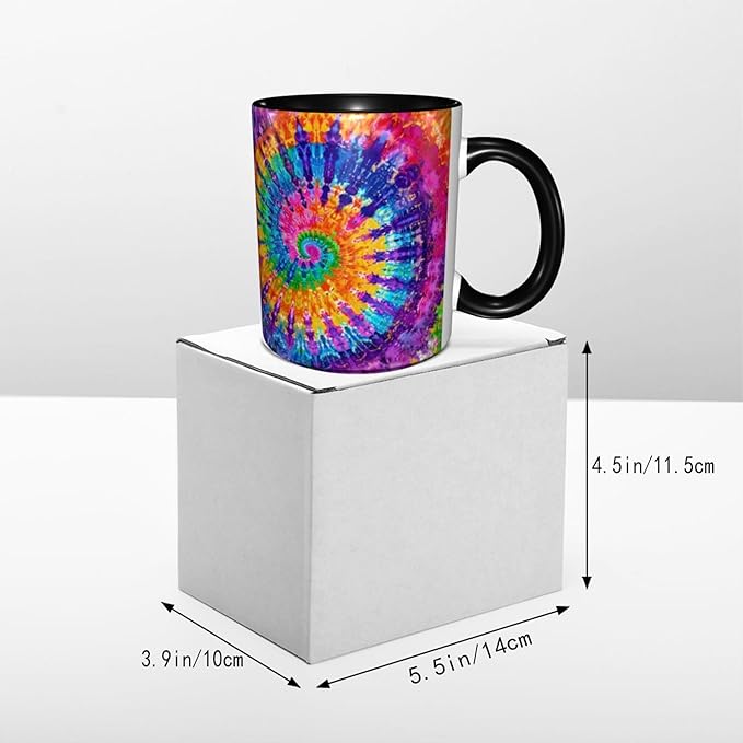 Tie Dye Coffee Mug 11oz Ceramic Tea Cup With Handle Funny Porcelain Mugs for Women Dishwasher Microwave Safe
