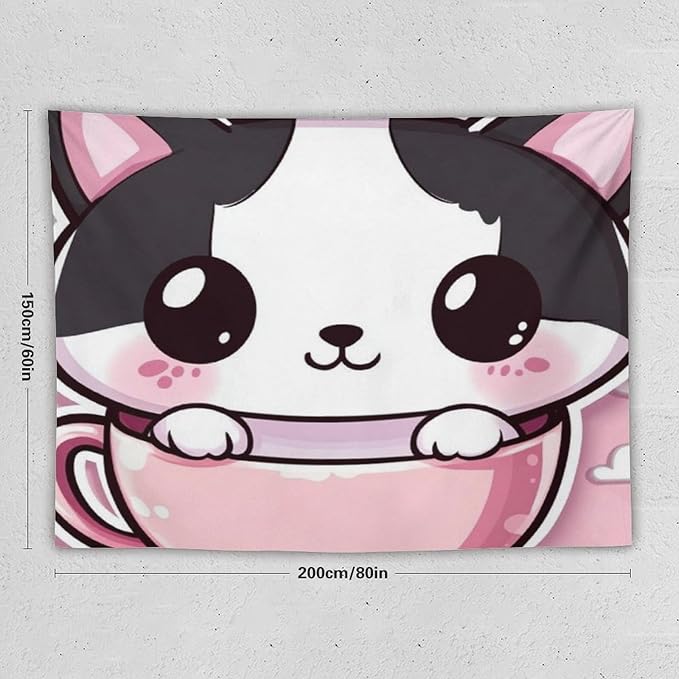 MaSiledy Tapestry Kawaii Cat Tapestries for Bedroom Cute Cat Kitten Tapestry As Wall Art Wall Art for Home Decor Landscape 60"x80" Wall Hanging for Home Decor Bedroom Living Room Dorm Decor