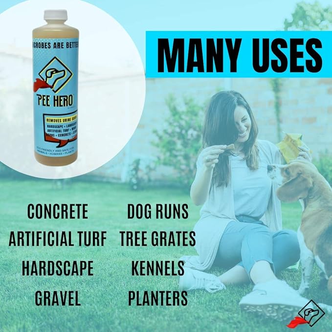 Pee Hero Dog Pee Cleaner 16 oz Concentrate (Makes 2 Gallons), Cat Urine Odor Eliminator - Dog Urine Odor Eliminator Concentrate, Turf Cleaner for Pet Urine Outdoor