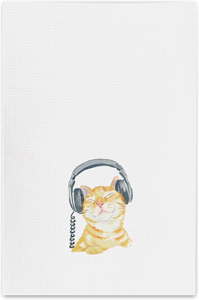 kunlisa Cat Kitchen Towel,Cat Towel,Cat Dish Towel,Cat Gifts for Women,Cat Gifts,Kitchen Towels Decorative Set,Cute Kitchen Towels,Funny Cat Gifts（Headset）