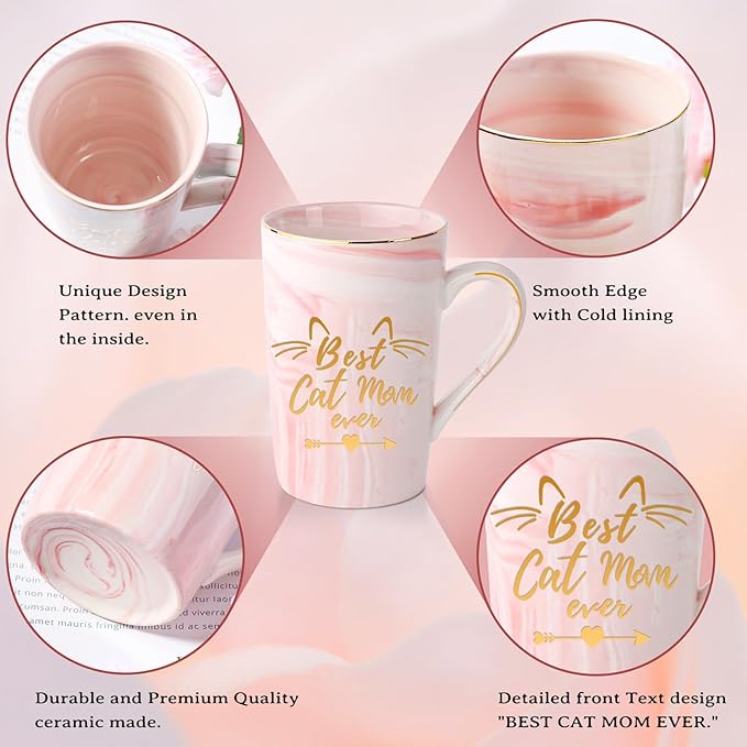 DHQH Cat Lover Gifts for Women, Cat Mom Themed Gift Box for Christmas, Birthday Gifts Set with Candle box Coffee Mug Canvas Tote Bag