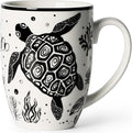 Cute Gifts 16 oz Coffee Mug Sea Turtle and Octopus, Funny Boho Tea Mugs for Women, Large Ceramic Coffee Cups for Chrismas