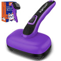 Self Cleaning Slicker Brush for Dog, Cat, Skin Friendly Shedding & Grooming Tool for Long and Short Haired Pets, Easy Clean Retractable Bristles, Purple