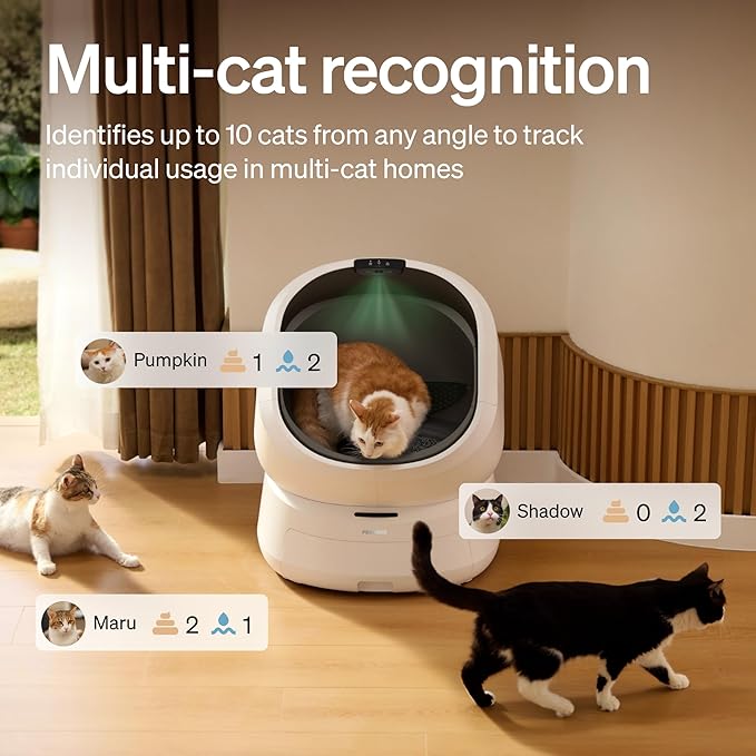 PETLIBRO Automatic Litter Box with AI-Camera Waste Analysis & 90-Day AI Trial, Open-Top Self Cleaning Litter Box for Large Cats with Multi-Cats Recognition, Weight & Usage Tracking, Auto Odor-Control