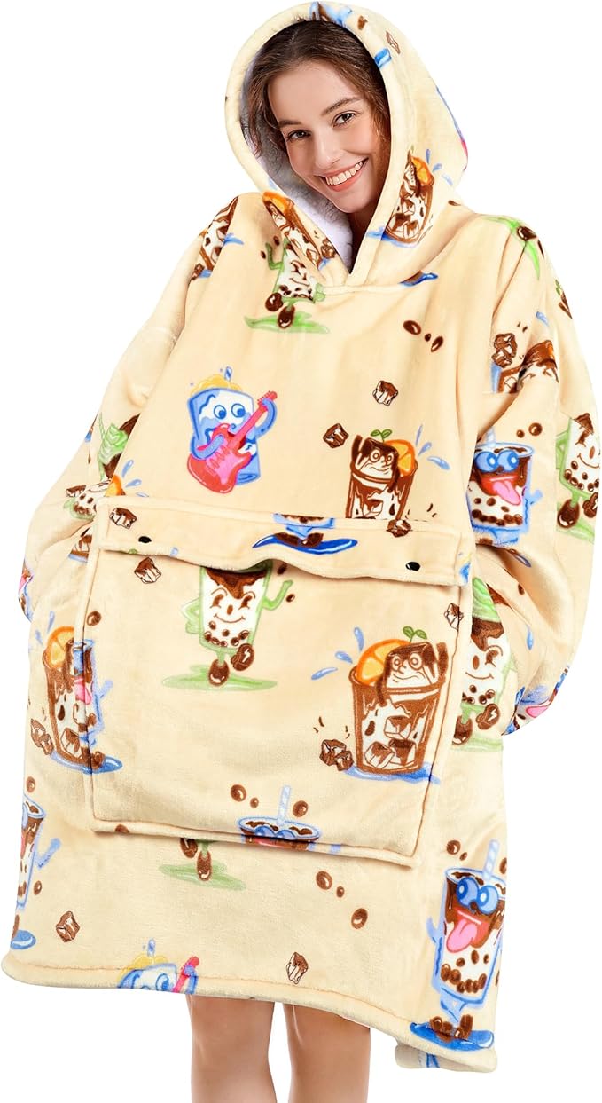 Narecte Cozy Oversized Blanket Hoodie Wearable Blanket Adults Soft Hooded Blanket Hoodie Birthday Gifts for Women Christmas