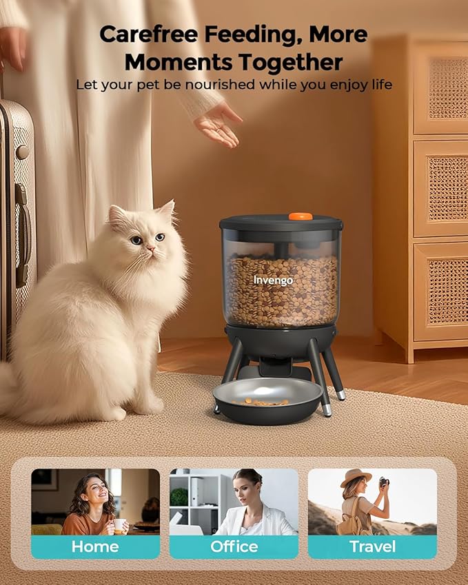 Automatic Cat Feeder with Timed Food Dispenser, One-Touch Feeding, Dual Power Supply, Anti-Bug Design, Visible 3L Hopper – Automatic Pet Feeder for Cats and Small Dogs
