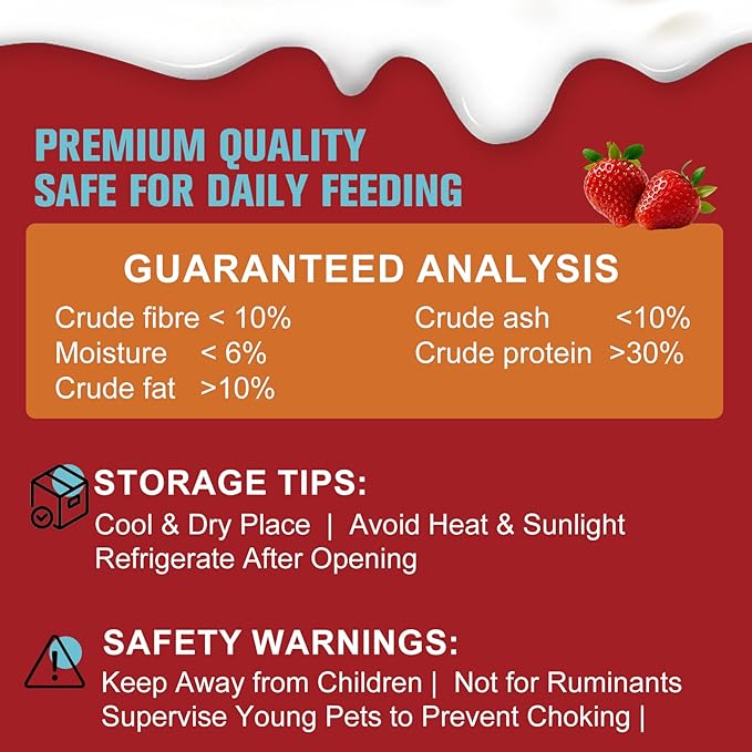 Freeze Dried Yogurt Dog Cats Treats Crunchy Snacks with Strawberry100g (3.52oz), High Protein Yogurts Snacks Pets Food for Cats Dogs Training (Strawberry Yogurt 1pcs)