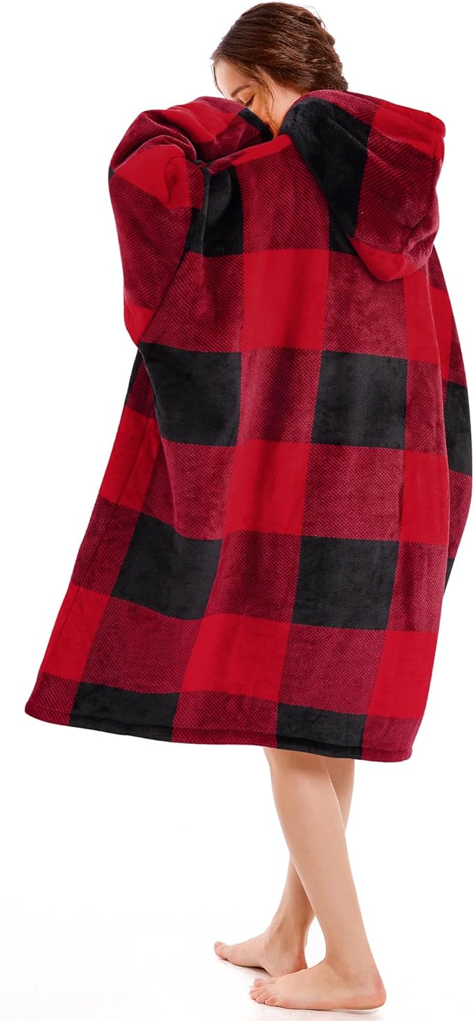 Narecte Cozy Oversized Blanket Hoodie Wearable Blanket Adults Soft Hooded Blanket Hoodie Birthday Gifts for Women Christmas