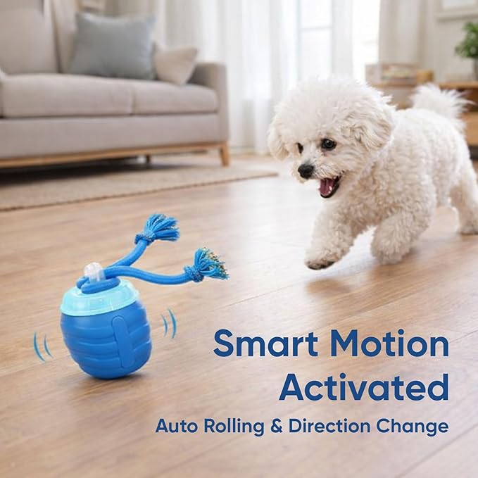 Smart Motion Pet Ball, Interactive Dog Toys, Motion Activated Automatic Rolling Ball for Small/Medium/Large Dogs with Music, Self-Moving Dog Toy for Boredom & Training (Blue)