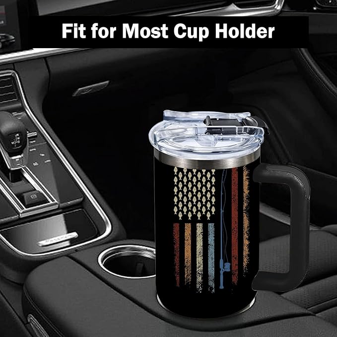 Fishing Gifts For Men Dad Coffee Tumbler 40oz with Handle Fishing Lovers Cup Gift For Fisherman Fathers Day Birthday Gifts For Him Son Husband Fishings Gift Water Drinking Cups