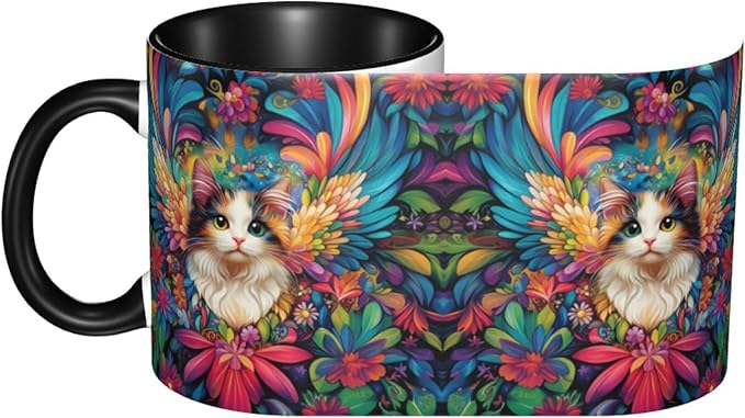 Cat Coffee Mug 11oz Ceramic Tea Cup With Handle Funny Porcelain Mugs for Women Dishwasher Microwave Safe