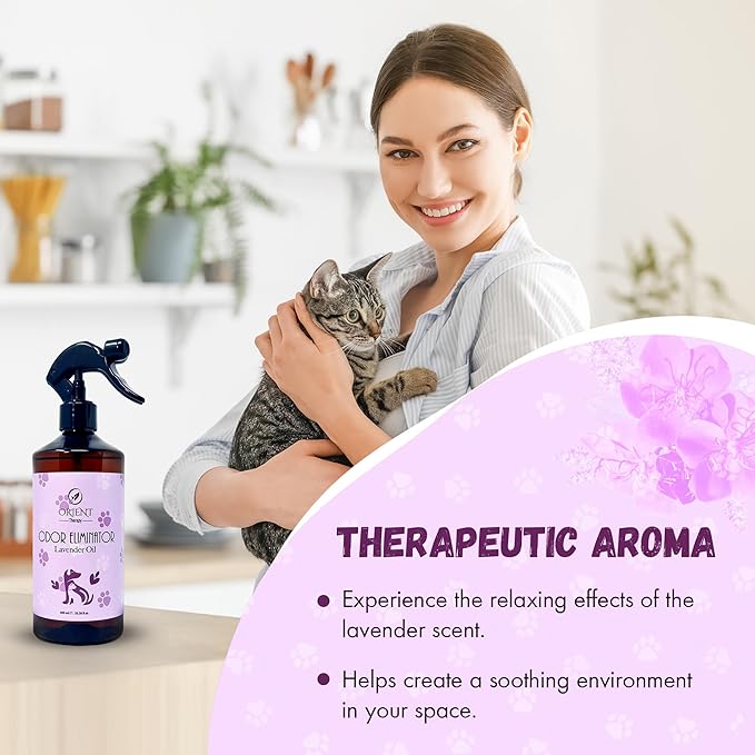 Pet Odor Eliminator Spray with Lavender Fragrance - Smelly Odor Remover & Deodorizer - Dog & Cat Stain Cleaner for Carpet, Bathroom, Car, Home & Office - 600ml