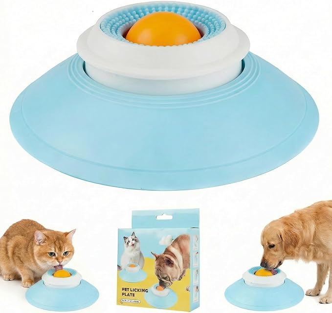Dog Lick Sphere – Slow Feeder Lick Toy for Dogs & Cats, Interactive Licking Ball for Liquid Food, Non-Slip Enrichment Toy to Keep Dogs Busy, Anxiety Relief, Easy to Clean (Yellow)