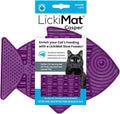 LickiMat Casper, Fish-Shaped Cat Slow Feeders Lick Mat, Boredom Anxiety Reducer; Perfect for Food, Treats, Yogurt, or Peanut Butter. Fun Alternative to a Slow Feed Cat Bowl or Dish, Purple