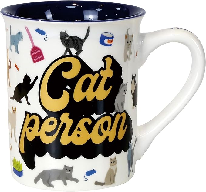 Enesco Our Name is Mud Pets Cat Person Start Talking Warning Coffee Mug, 16 Ounce, Multicolor