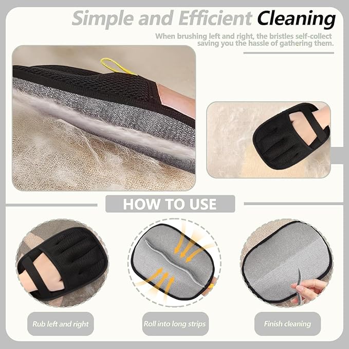 2-Pack Pet Hair Remover Gloves - Electrostatic Magic Brush Washable Reusable Dog Cat Hair Removal Tool for Furniture Clothing Carpet Car