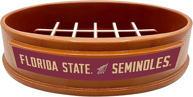NCAA Super-Bowl - Florida State Seminoles Slow Feeder Dog Bowl. Football Design Slow Feeding Cat Bowl for Healthy Digestion. Non-Slip Pet Bowl for Large & Small Dogs & Cats