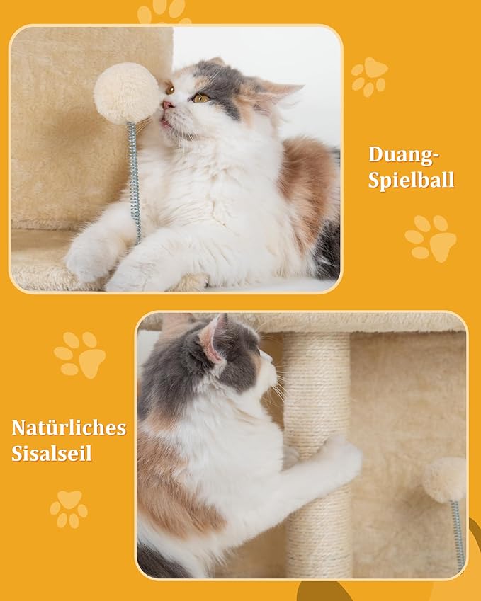 Aechonow Small Cat Tree Tower for Large Cat, Cat Bed House with Large Perch for Adult Cats, 20 * 16.5 Inch Big Platform for Indoor with Super Cozy Soft Mat, Large Cat Condo with Scratching Post, Beige