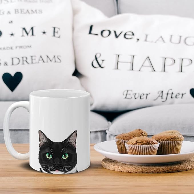 MUGBREW Tuxedo Cat White Chin Ceramic Coffee Mug Tea Cup, 11 OZ