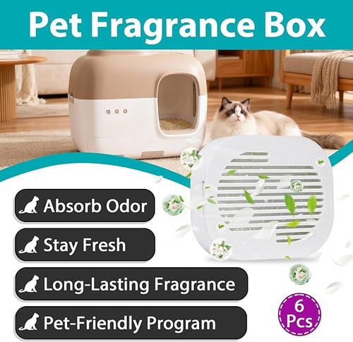 6+12 Pcs Fragrance Boxes Compatible with PetSnowy Snow+ Automatic Cat Litter Box, Includes Refill Beads with Camellia Flowers Scent for Odor Control & Freshness