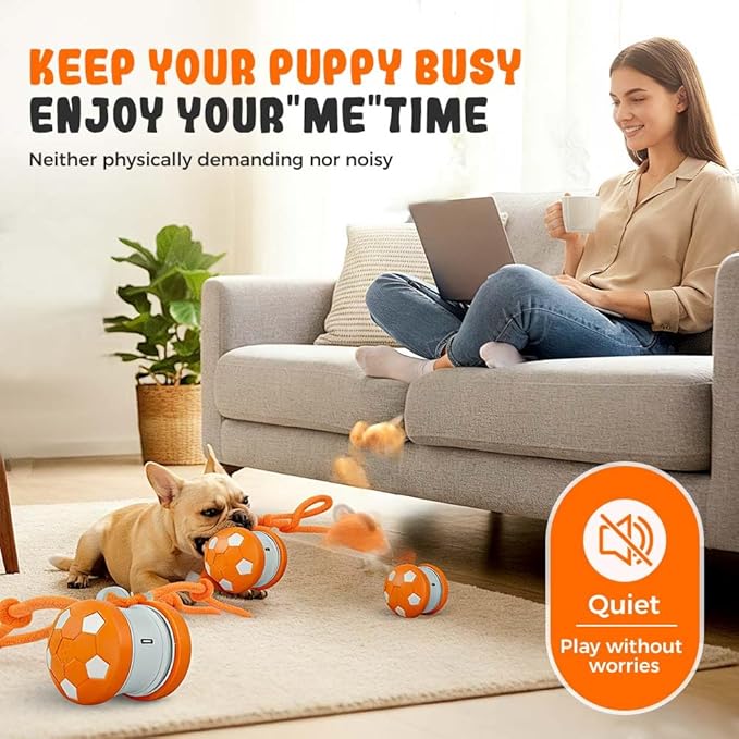 Interactive Dog Toys, Moving Interactive Dog Ball with Touch Activated, Automatic Rolling Ball Toys for Puppy/Medium Dogs, Squeaky Dogs Toy Active Rolling Wicked Balls for Daily Training (BLUE-3)