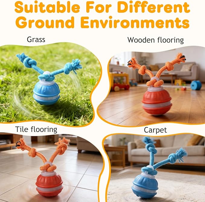 Interactive Dog Toy with Motion Activated, Automatic Rolling and Bouncing Moving Dog Toy, Squeaky Rolling Balls with Flashing Light, USB Rechargeable Chew Toys Pet Ball to Keep Them Busy