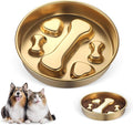 Golden Stainless Steel Slow Feeder Dog Bowls – Non-Slip Metal Dog Bowl for Large & Medium Breeds, Puppy Puzzle Feeder – 2 Cup Capacity for Small to Big Pets – Durable Slow Feed Dog & Cat Food Dish