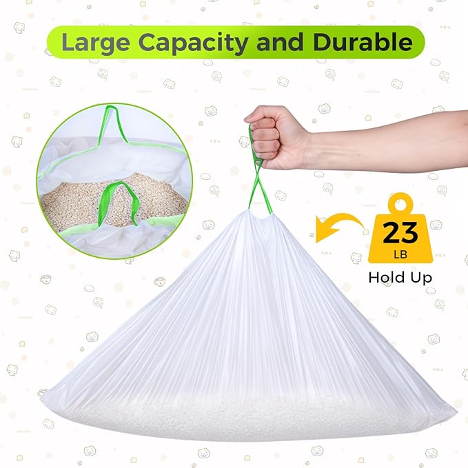 120 Count Cat Litter Box Liners Bags Compatible with Neakasa M1 and Pet Pivot Autoscooper 11 Open-Top Self-Cleaning Cat Litter Box, Extra Thick Drawstring Cat Litter Waste Bags for Litter Box