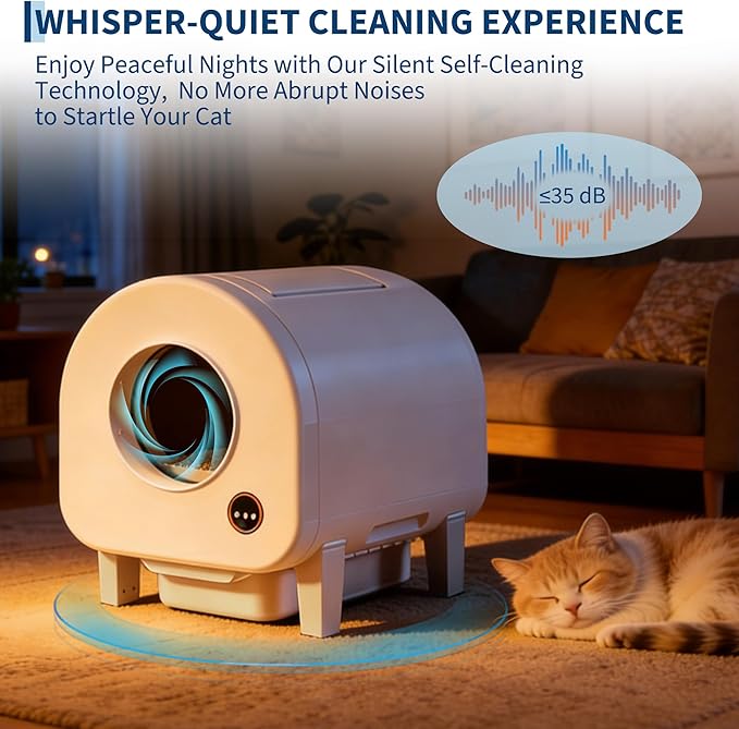 Garvee Self-Cleaning Cat Litter Box, Automatic Smart Pet Litter Box, Large Capacity for Multiple Cats, WiFi-Enabled App Control with Safety Sensors w/Garage Bags