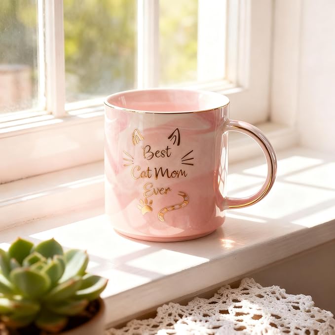 Mecai Cat Mom Gifts For Women Best Mom Ever Coffee Mug Funny Christmas Birthday Gift ideas for Cat Lovers Women Girlfriend Wife