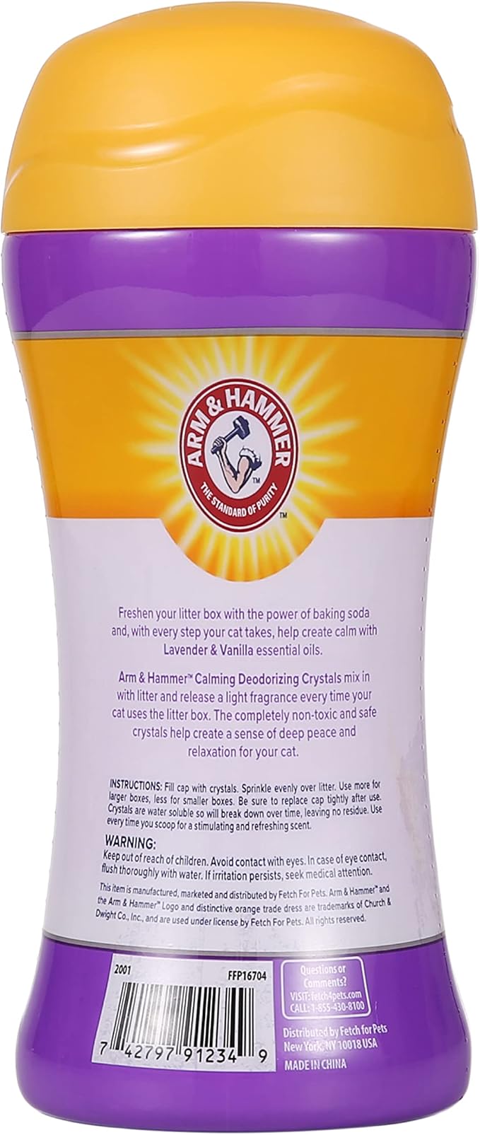 Arm & Hammer Cat Litter Deodorizing Crystals with Baking Soda, Odor Neutralizer, Dissolving Litter Box Deodorizer for Cat Odor Control, Lavender and Vanilla Scent, 15 Oz