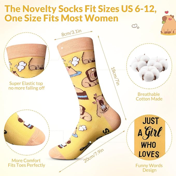 Funnymoom 2 Pack Capybara Themed Party Gifts Set Skinny Tumbler 20 oz Travel Coffee Mug Socks Novelty Cute Animals, Christmas Birthday Party Gifts for Capybara Themed