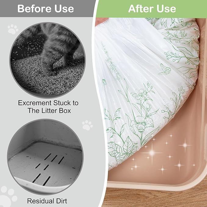 Glittme Heavy Duty Cat Litter Box Liners 26"x16" - Drawstring Litter Bags for Automatic Self-Cleaning Litter Boxes -Thick & Tear Resistant Refills for Small Trays (120 Counts)