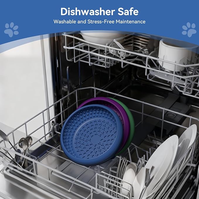 Slow Feeder Dog Bowl, BPA-Free Silicone Lick Mat for Small and Medium Dogs, Non-Slip & Dishwasher Safe (Dark Blue - S)