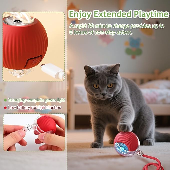 Interactive Cat Toys for Indoor Cats, 2026 New Motion Activated Cat Balls with 360° Smart Automatic Rolling Moving for Bored Pet Cats Dogs (Green)