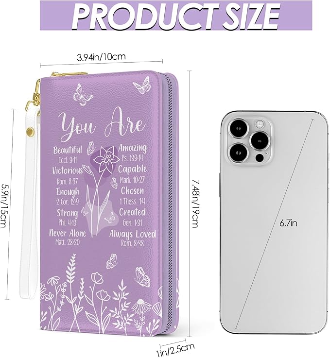 Christian GIfts For Women, Womens Wallet, Christian Bible Wristlet Wallet For Women, Jesus God Card Holder Purse, Birthday Christmas Graduation Gifts, Aesthetic Office Daily Purse