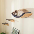 LIORCE Cat Wall Shelf with Two Steps - Curved Cat Shelves and Perches for Wall (Large Size) - Wall Mounted Cats Furniture for Sleeping, Playing, Climbing, and Lounging