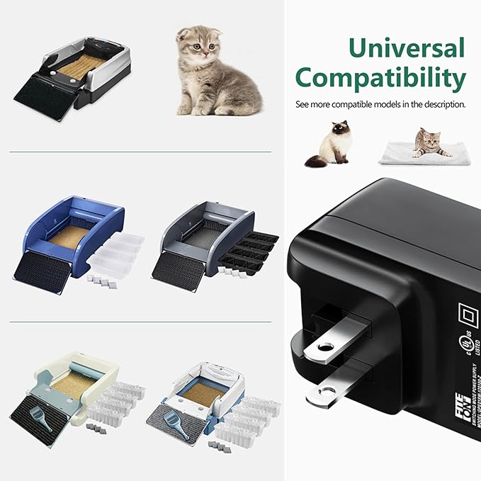 Cat Litter Box Adapter Automatic Self-Cleaning Classic Power Supply Cord Cable Charger (for LitterMaid)