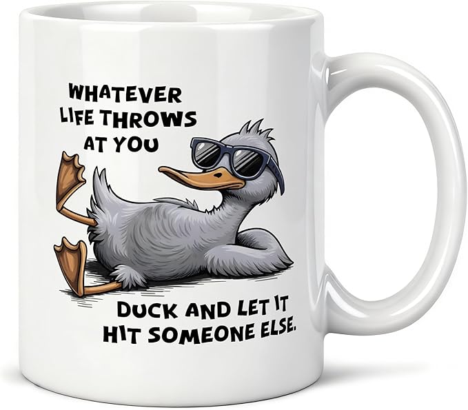 Funny Duck Mug 11 oz, Duck Lover Gifts, Sarcastic Gag Gift for Coworkers Friends Coffee Cups Ceramic, Ducks and Let It Hit Someone Else Ceramic Mug for Coffee Tea Hot Cocoa Home Office Work