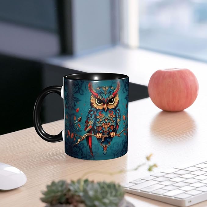 Owl Coffee Mug 11OZ Funny Ceramic Tea Cup Kitchen Decor Novelty Presents for Home Office Travel