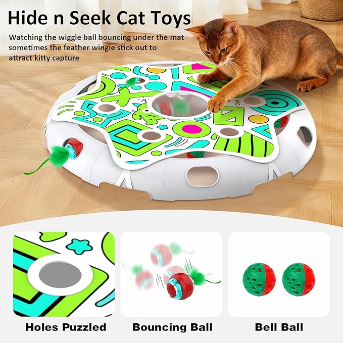 Cat Toys Interactive Maze Game Mouse Catching for Indoor Cats (White, Large)