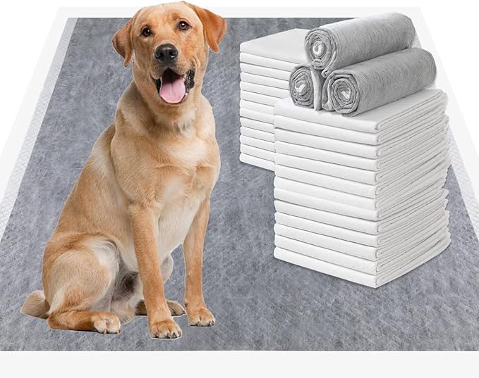 Extra Large Pee Pads for Dogs - 30"x36" Puppy Pads Activated Charcoal Bamboo Odor Control & Super Absorbent, Jumbo Disposable Potty Training Pads - 50 Count