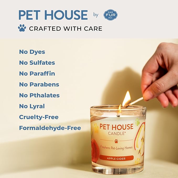 Pet House Candles, Clean Long-Burning, Scented Pet Friendly Candles, Plant-Based, 60 Hour Burn Time - Ocean Driftwood, 9 oz, 2 Pack