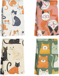 Lovdazzles 4 Pcs Whimsical Cat Kitchen Towels, Cute Cats Decorative Absorbent Microfiber Dish Cloth Tea Towel, Waffle Soft Hand Towels for Farmhouse Home Bathroom Kitchen Decor, Cat Lover Gifts