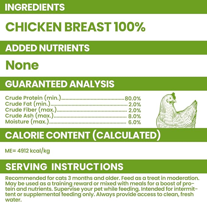 OPET Freeze Dried Cat & Dog Treats, Single Ingredient Chicken Bites for Cats & Dogs, High Protein Pet Training Treats (7 oz, Chicken)