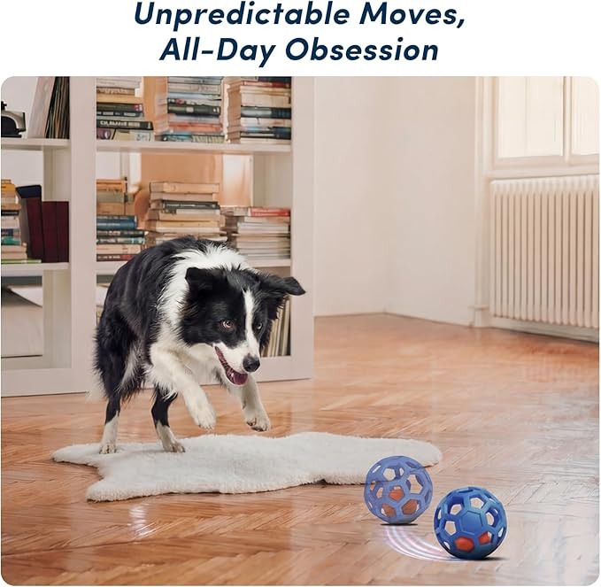 Unique Interactive Dog Toy with Ball-in-Ball Design, 4X Durable Rubber Outer Shell & Inner Smart Automatic Bouncing Ball to Keep Them Busy, Fetch&Puzzle&Chew Toys for Medium, Large High Energy Dogs