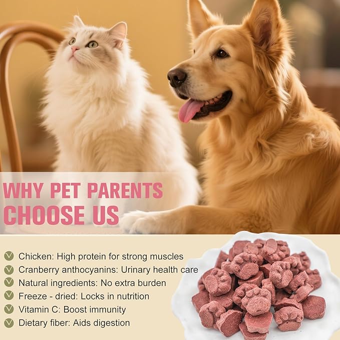 Memorjew 25PCS Chicken & Goat Milk Freeze- Dried Lollipops｜Individually Wrapped, Portable Dental Food for Dogs & Cats (Chicken & Cranberry 100g)