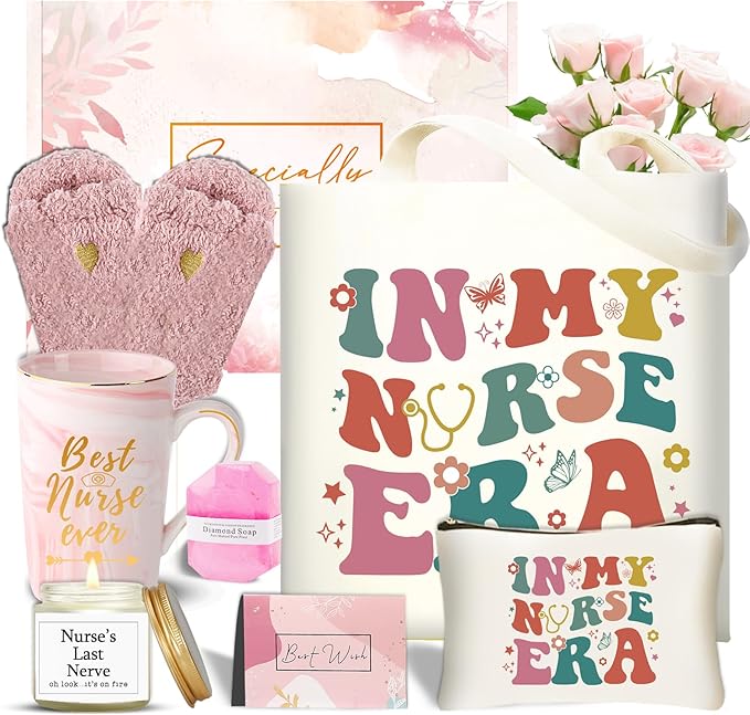 DHQH Nurse Gifts for Women, Nurse Appreciation Gift Set for Nursing RN Nurses Practitioner, Nurses Week Gifts Basket with 11 Oz Coffee Mug Canvas Tote Bag