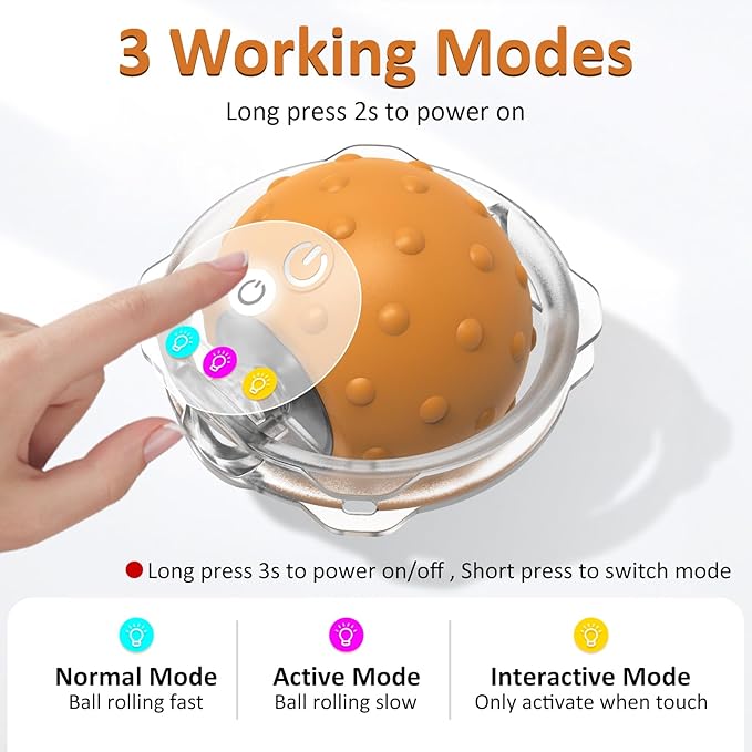 Interactive Cat Toys for Indoor Cats,Fast Moving Ball with Rabbit Cover,Bird Chirping Toy for Bored Indoor Adult Cats,Automatic Kitten Toys,Smart Self Play Ball,Motion Activated, Rechargeable